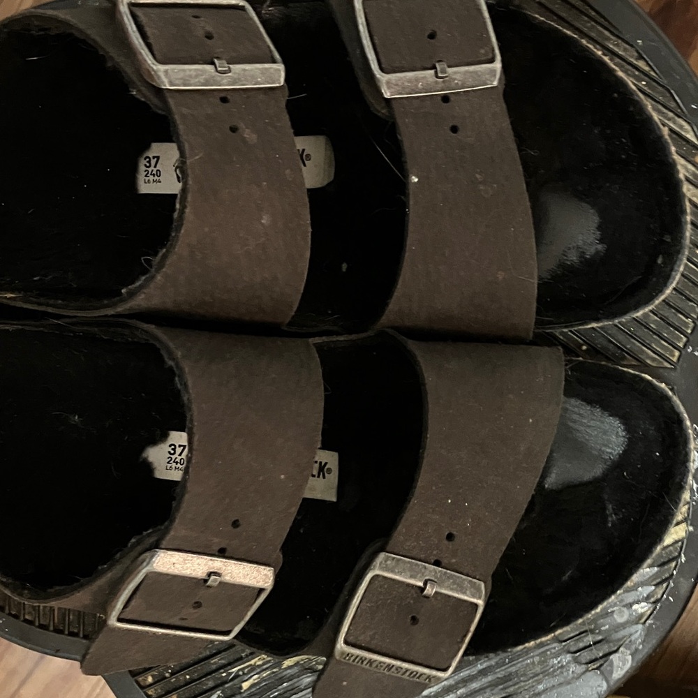 Birkenstock Brown Double-Strap Buckle Sandals
